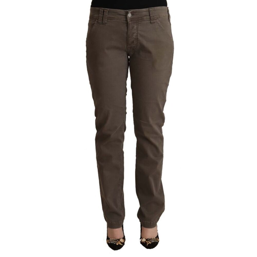 CYCLE Brown Cotton Low Waist Skinny Casual Women's Jeans